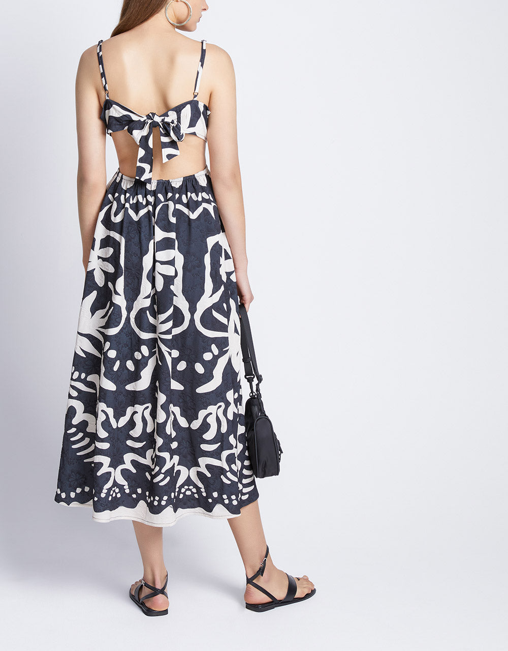 5 Allover Print Cut Out Midi Cami Dress