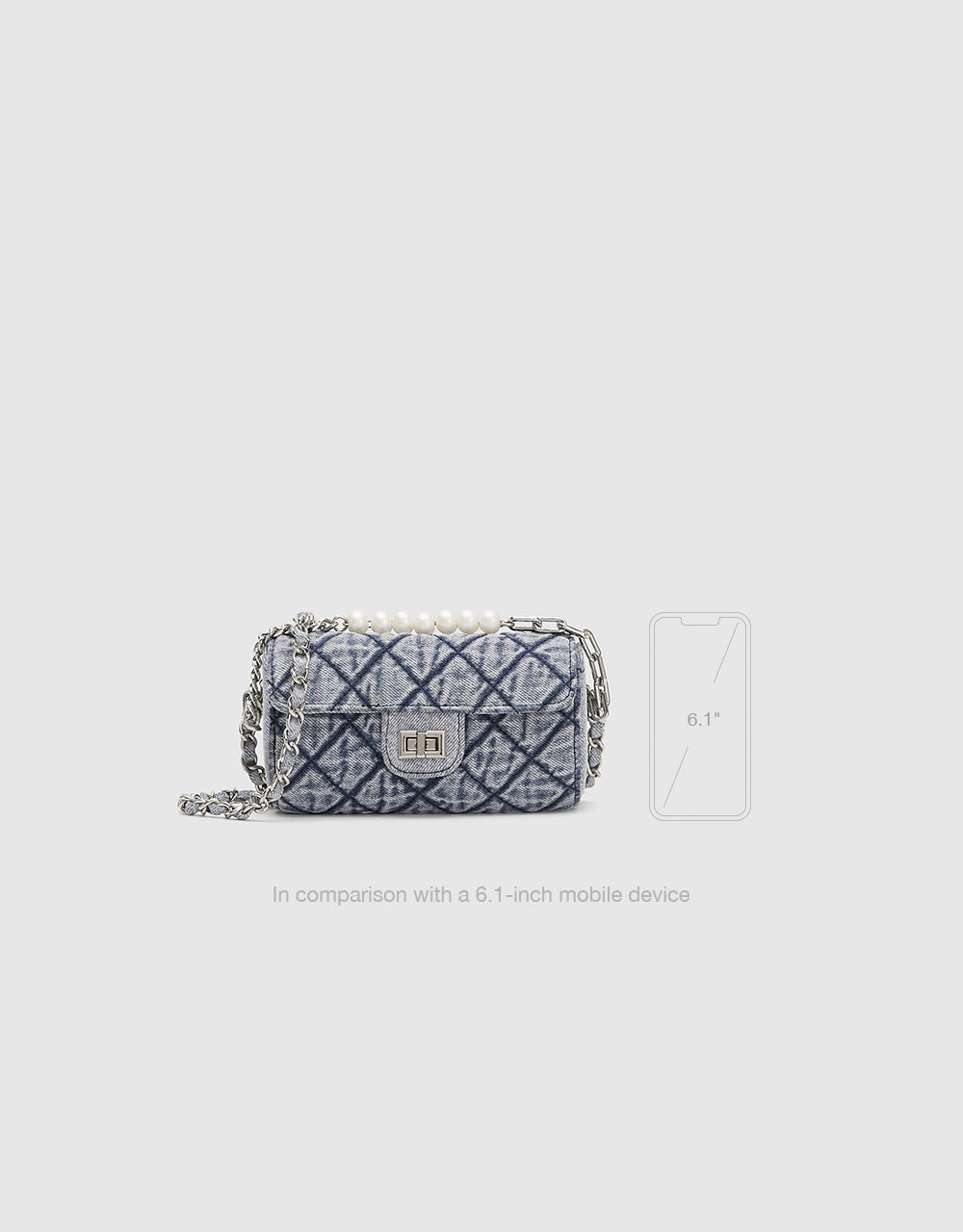 7 Chain Strap Beaded Denim Crossbody Bag