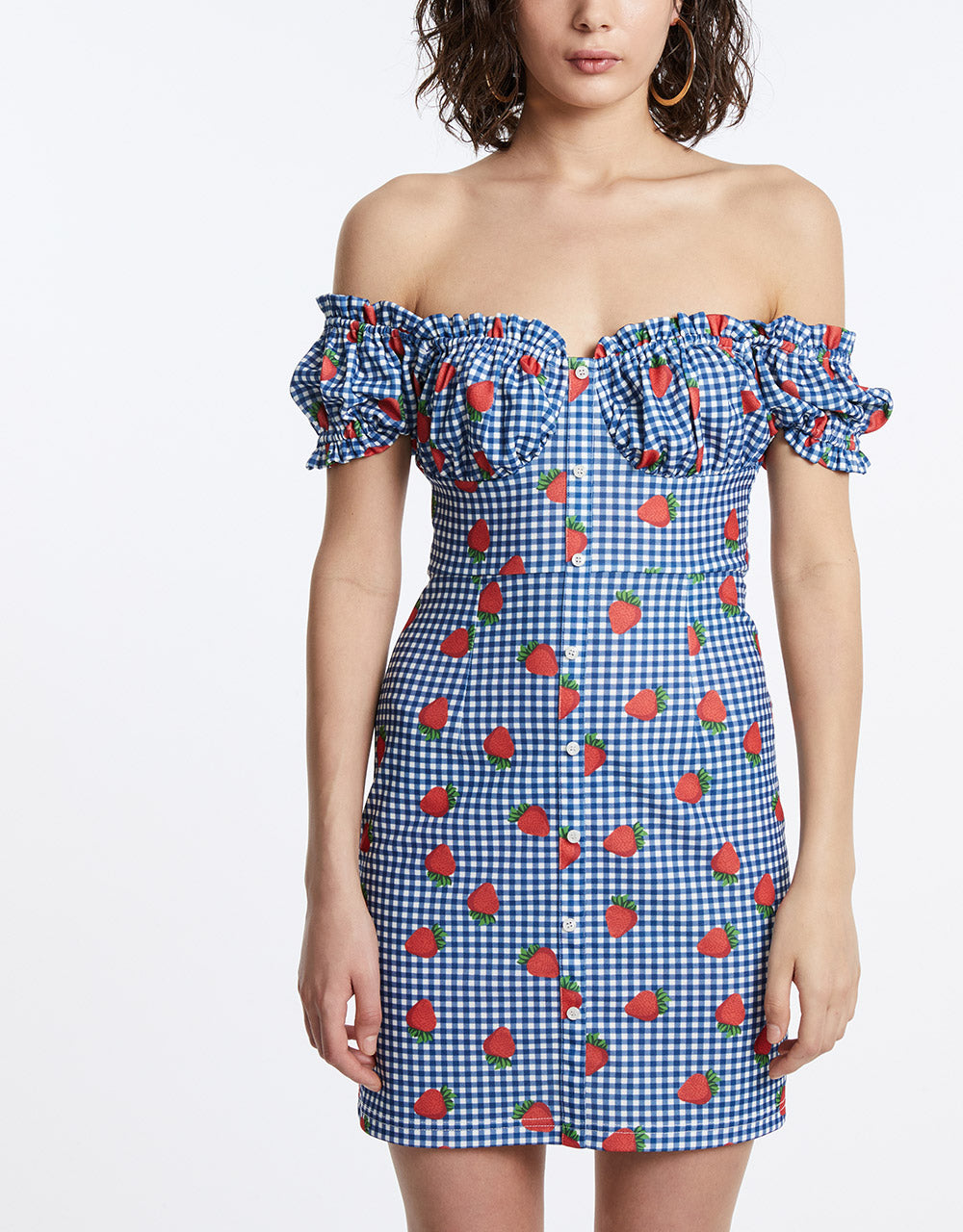 Off Shoulder Fruit Print Dress(PRE-ORDER)