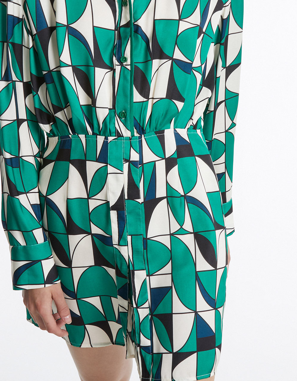 8 Geometric Print Shirt Dress