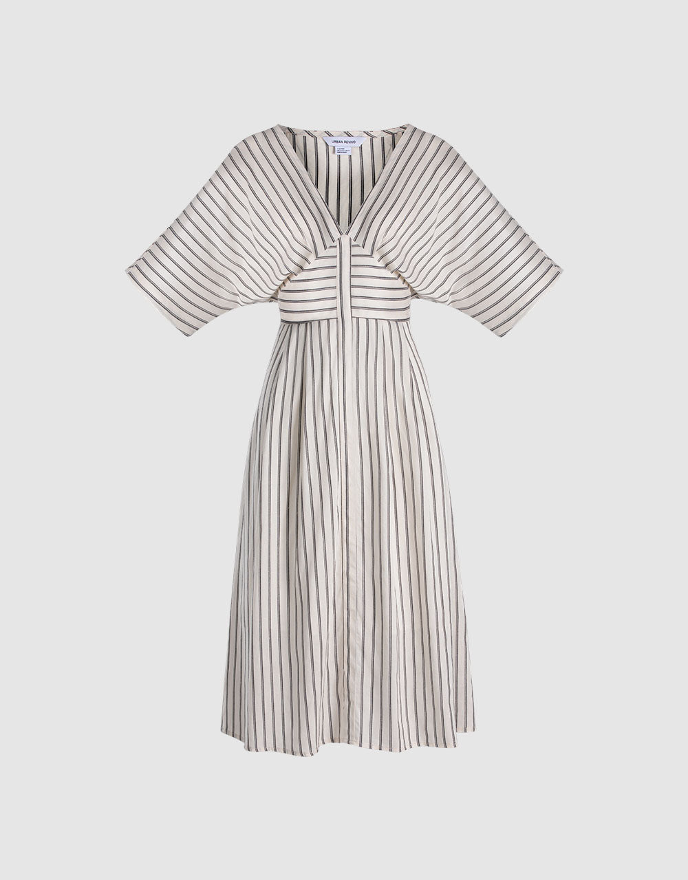 7 Striped Button Front Midi Dress