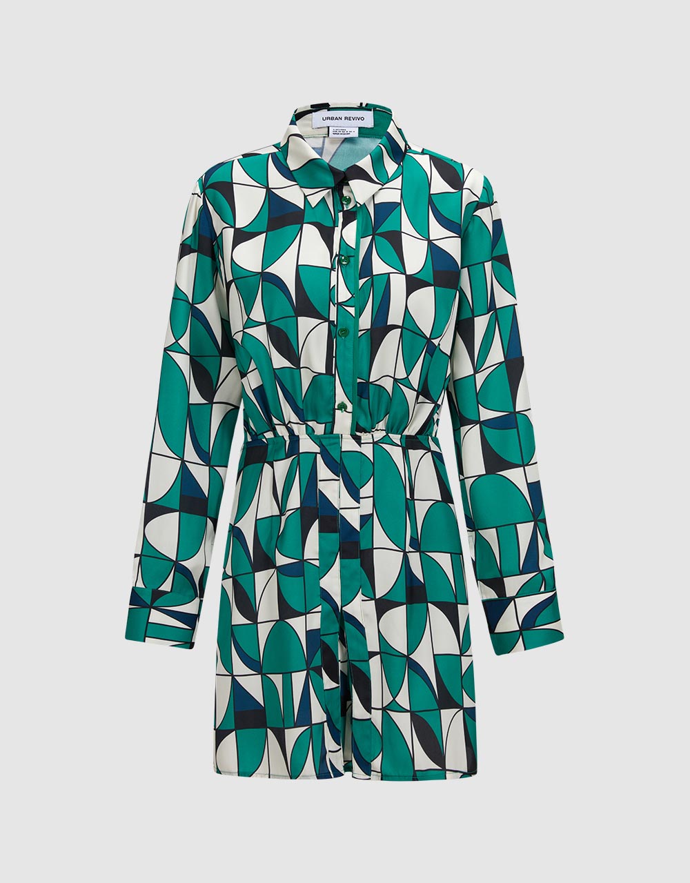 8 Geometric Print Shirt Dress