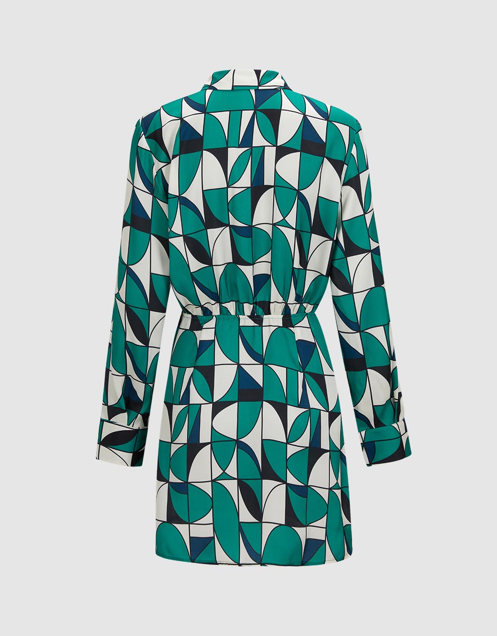 8 Geometric Print Shirt Dress